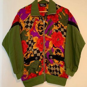 Rare Vintage Silver Threads Zip Up Bomber Jacket